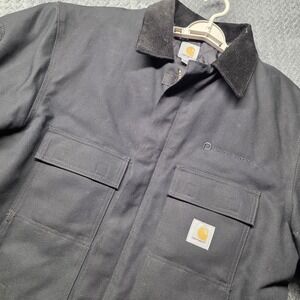 Carhartt C003 Firm Duck Chore Jacket Men's L Tall Black Quilt Lined Corduroy